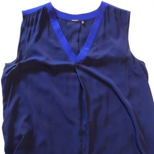 Elie Tahari Silk blouse, Navy and Royal Blue, M
